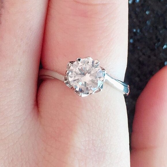 💎Dainty Gemstone CZ Elegant Silver Engagement Rings for Women, INDN8104 - Picture 4 of 7